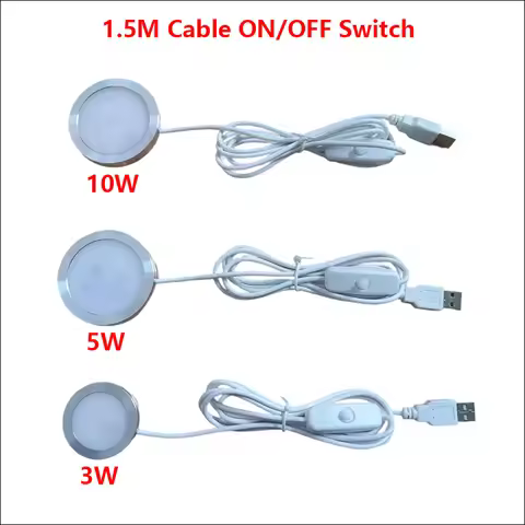 DC5V LED Lights 1.5M ON/OFF Switch Cable 3W 5W 10W Spotlight Surface Circular Simple Ceiling Light E