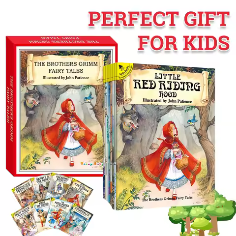 8 Books Classic Brothers Grimm Fairy Tale Hardcover Gift Box Full Color Illustrated English Kids Bed