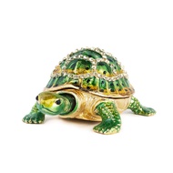 Green Turtle Jewelry Trinket Boxes Hinged,Crystal Bejeweled Turtle Animal Figurines Collectible,Tort