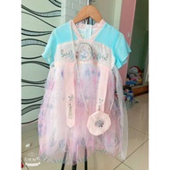 Girls Summer Hanfu Antique Dress Girl Baby Ethnic Style Skirt Children Thin Short-Sleeved Embroidered Princess