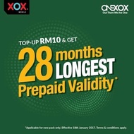 ONEXOX PREPAID MOBILE ONLINE TOP UP SP FATVOICE RM30 (28 MONTH LONGEST PREPAID VALIDITY)💰28 个月最长预付有效期