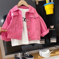Custom Cartoon Patches Washed Denim Jacket for Girls