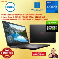#DG109 USED DELL G3-3590 Gaming Laptop G3-3590 intel i7-9750H 16GB 512GB SSD NVIDIA GTX1660TI 6GB FH