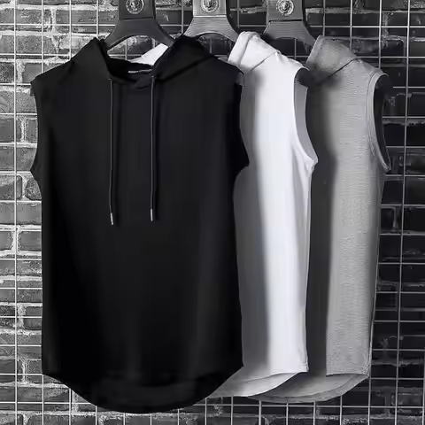 2024 Summer New Fashion Clothing Bodybuilding Muscle Guys Fitness Men Women Hooded Tank Top Vest Spo