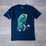 HIJAU Unisex Men's Short Sleeve Iguana Print T-Shirt - Iguana Green
