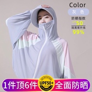 翊尚美防晒衣女冰丝防晒服薄款学生夏天长袖防紫外线透气大帽檐短外套 【大帽檐撞色款】高级灰 均码【推荐80-145斤】