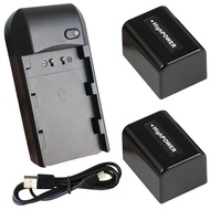 Camcorder Digital Video Camera Travel Charger and 2-Pack 3.7V 2000mAh NP-FV5 Plus Rechargeable Lithi