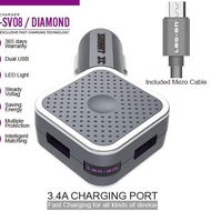 Car Charger SMART IC Diamond 2USB 3.4A LO-SV08 SAVER LOG-ON (INCLUDE CABLE)