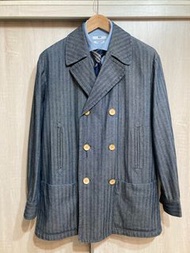 日本製 UNITED ARROWS 雙排扣短大衣 人字紋 peacoat