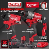 Milwaukee FPP2A2-402X M12 Essential Combo ( M12 FPD2 Percussion Drill GEN III / M12 FID2 Hex Impact Driver GEN III ) 🔥FREE M12 2.5AH BATTERY🔥