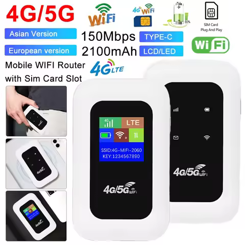 150Mbps 4G LTE Wireless Router 4G/5G Mobile WIFI Router 2100mA Portable Pocket MiFi Modem Mobile Wif