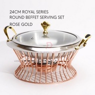 24cm Rose Gold Royal Buffet Serving Set Stainless Steel Basket Furnace Buffet Catering