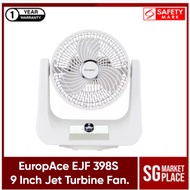 EuropAce EJF 398S 9 Inch Jet Turbine Fan. 3 Speed Setting. Ergonomic Rotary Knob. Quiet Operation. 3 Year Warranty.