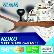 ALPHA Alkova KOKO 56" Ceiling Fan DC Motor Remote Control Ceiling Fan 3 Blades ( MATT BLACK ) / Kipa