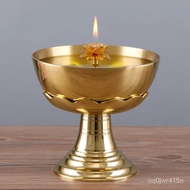 Copper Oil Lamp for Buddha Worship Buddha lamp and worship lamp Buddha Front Sesame Oil Lamp Bowl Liquid Oil Fuel-Burnin