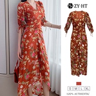 ZY.HT（ล้างสต๊อก ใช้คูปอง299บาทขึ้นไป）เดรสผู้หญิง เดรสสีแดง เดรสลายดอก ชุดไปทะเล เดรสชีฟอง เดรสออกงาน