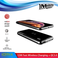 IDMIX Power Mix 10000 mAH (X10S) 15W Fast Wireless Charging PD3.0 + QC3.0 Wireless Powerbank for Iphone Xs, Samsung, Huawei, Oppo and more Power bank