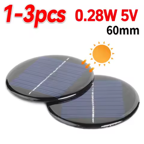 1-3PCS 0.28W 5V 60mm Round Solar Panel Board DIY Power Bank Battery Cell Charger Portable Mini Solar