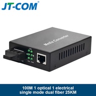 JT-COM 100M Ethernet Fiber Media Converter with a Built in 100Mbps Singlemode SC Transceiver 10-100M