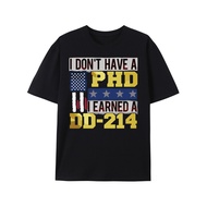 Men's DD-214 Graphic T-Shirt - "I Earned A Ph.D. in 3.14 Days" Design with American Flag