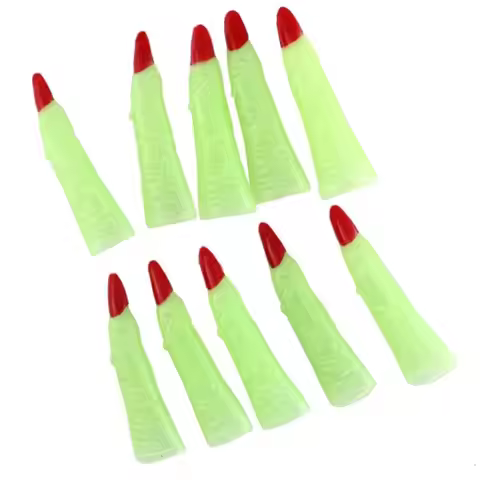 10Pcs/Set Ghost Halloween Fake Fingers Scary Luminous Zombie Witch Finger Set Long Fingers Halloween