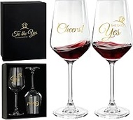 AW BRIDAL Fiance and Fiancee Wine Glasses Set of 2 for Wedding Enagagement, Bridal Shower Bacheloret