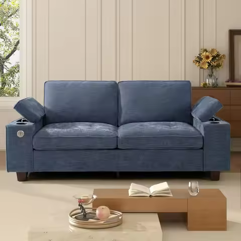 84" Loveseat for Living Room,Modern Chenille Upholstered 2-Seater Loveseat Couch for Apartment,Solid
