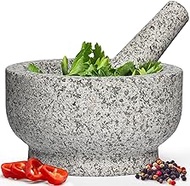 PriorityChef Extra Large Mortar and Pestle Set, 4 Cup Unpolished Granite, Grind, Crush &amp; Mash Spices and More, Easy to Use &amp; Clean, Solid Stone Mortar and Pestle Large