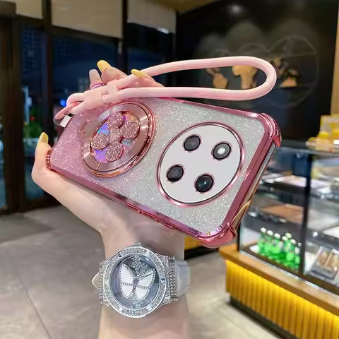 For Honor Magic7Lite Case Honor Magic7 Honor Magic7Pro Gradient Glitter Holder With Hand Strap elect