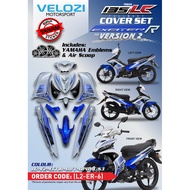 COVERSET LC135 V2 ORIGINAL VELOZI EXCITER R CAKAR SILVER BIRU BLUE STRIPE TANAM