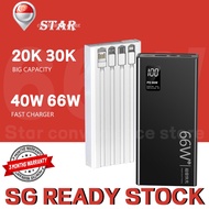 ☑️【SG Ready Stock】66W Super Fast Charging Power Bank 30000Mah Powerbank 4in1 with Cable Compatible with 99% Mobile Phone
