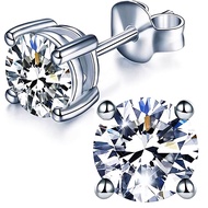 1/2/3ct Moissanite Stud Earrings for Women 925 Sterling Silver Hypoallergenic Flat Back 1 Pair DEF C