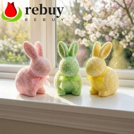 REBUY Rabbit Easter Figurine, Simulation Bunny Colorful Easter Bunny Ornament, Easter Decoration Han