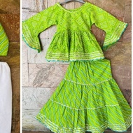 Green Bandhini lehenga set-Kids lehenga-Indian kids dress