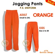 ORANGE Jogging Pants P.E. Uniform 4 Kids - Adult Unisex Boys Girls P.E School Pants TANGERINE DARK