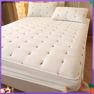 Thick Fluffy Mattress Protector Cover Solid Color Embroidered Bedsheet Mattress Topper Single cadar 