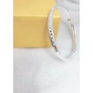 Elliz Women 999 Silver Charming Bangle Adjustable Bracelet (Gelang Tangan)