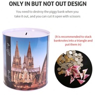 1pc Large Capacity 13.5*15cm Universal Piggy Bank, Dollar Coin Bank Metal Piggy Bank, Round Dollar E