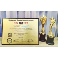 Etching Gold Chrome Certificate Wood Plate ***Customade***