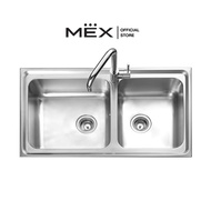 MEX Model DLS86B 2-Hole Sink Size 86 x 50 Cm. Stainless Steel AISI 304