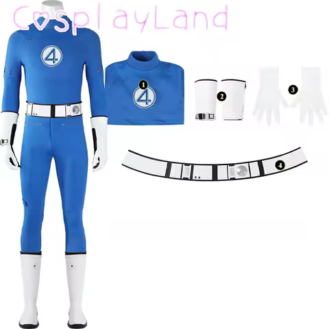 New Movie Fantastic 4 Cosplay Costume Superhero MR.Fantastic Suit First Steps Outfit Blue Jumpsuit A