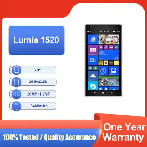 Original Unlocked Lumia 1520 32GB ROM 2GB RAM 6.0" NFC 3400mAh 4G LCD Fast Shipping Mobile Phone in 