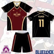 Kq Jersey Futsal Bola Blue Lock Merah Fullprint Desawa Anak Custom Nama Punggung Set Celana/ Kaos Ba