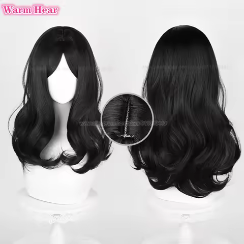 60cm Long Pieck Finger Synthetic Wig Black Curly Hair Cosplay Anime Wig Heat Resistant Hair Hallowee