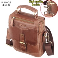PIUNCLE Genuine Leather Bag Top-handle Men Bag Male Shoulder Messenger Crossbody Bags Small Flap Casual Handbags Men Leather Bag