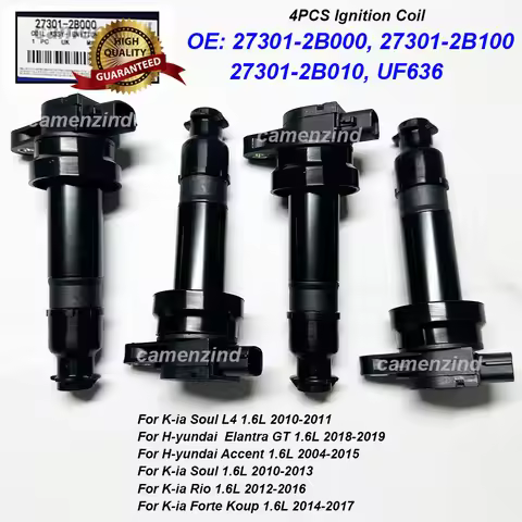 4PCS 27301-2B000 UF636 Ignition Coil For H-yundai Accent I20 I30 Elantra 1.4 1.6 For K-ia Soul Motor
