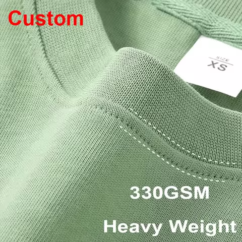 DIY Custom LOGO Thick Neck Drop Shoulder Big Size Style 330gsm High Qualtity Oversize Heavy Weight T