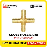 Cross Hose Barb BXB Hose Threaded Fitting Brass Hose Fitting (1/4",3/8")