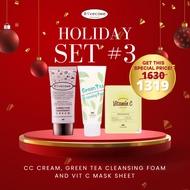 Rivecowe Holiday Set 3: CC Cream, Green Tea Cleansing Foam, Vit C Mask Sheet