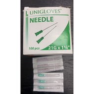 UNIGLOVES DISPOSABLE NEEDLES 21G X 1/1/4 10pieces GREEN